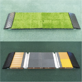 模擬屋外歩行訓練（芝生・段差・点字ブロック・踏切など）